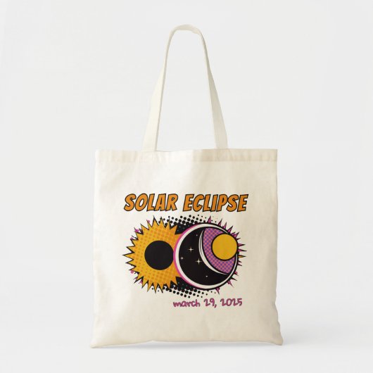 Tote Bag Total éclipse solaire 2025 pop art design (Devant)