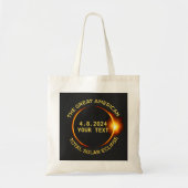 Tote Bag Total Solaire Eclipse 4.8.2024 USA Custom Text (Devant)