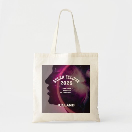 Tote Bag Total solar eclipse August 2026 text personalized (Devant)