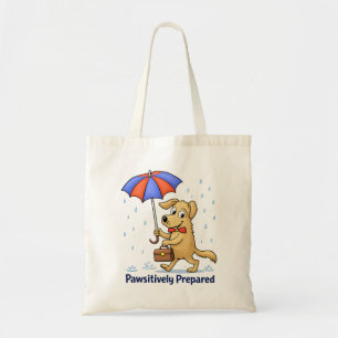 Tote Bag Totalement prêt – Chien mignon avec parapluie