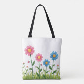 Tote Bag Tote -Flower Design with smiley face (Dos)