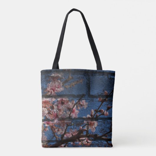 Tote Bag Totes en briques bleues et fleurs (Dos)