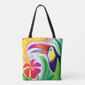 Tote Bag Toucan avec fleur tropicale (Dos)