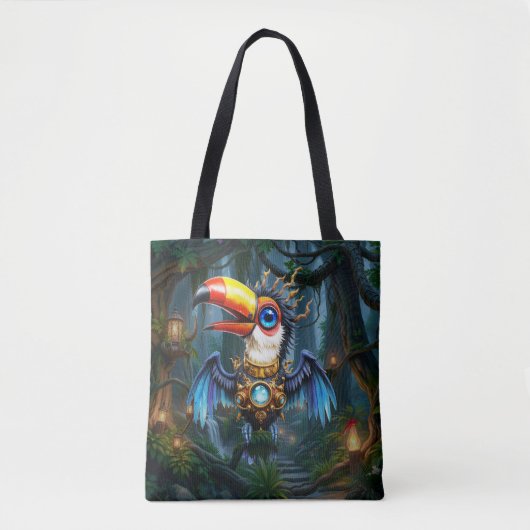 Tote Bag Toucan Steampunk au Clair de Lune. (Devant)