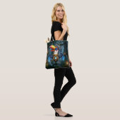 Tote Bag Toucan Steampunk au Clair de Lune. (Sur le modèle)