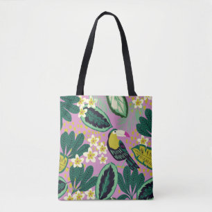 Tote Bag Toucanes tropicales : Motif de fleurs