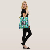 Tote Bag Toucans sur Turquoise | Monogramme (Sur le modèle)