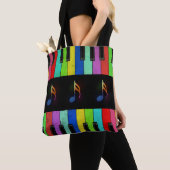 Tote Bag Touches de piano colorées et notes musicales (De près)