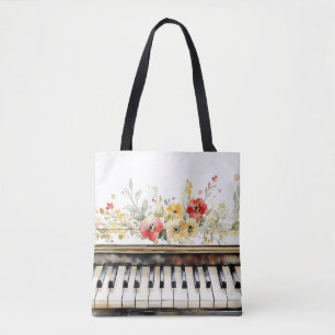Tote Bag Touches de piano et bouquet floral