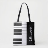 Tote Bag Touches musicales de piano| Ajouter votre nom (Devant)