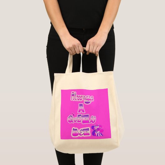 Tote Bag Toujours une reine d'abeille rose (Devant (produit))