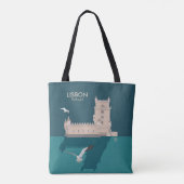 Tote Bag Tour de Belem de Lisbonne dans le style poster vin (Dos)