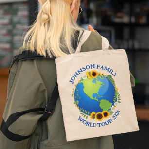 Tote Bag Tour du monde sur mesure Earth in Sunflower Travel