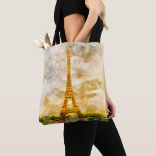 Tote Bag Tour Eiffel à Paris au coucher du soleil nr1