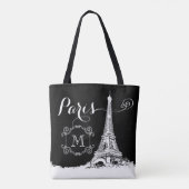 Tote Bag Tour Eiffel Chic Paris Monogramme noir blanc (Dos)