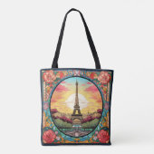 Tote Bag Tour Eiffel Paris Paris Floral (Dos)