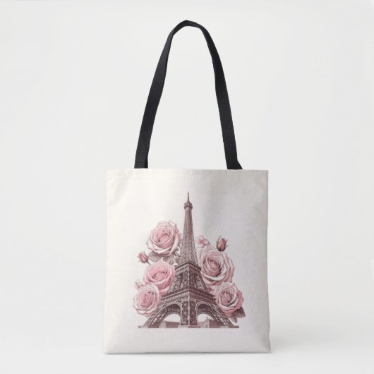 Tote Bag Tour Eiffel Paris & Roses Roses Roses Roses Roses (Devant)