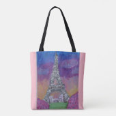 Tote Bag Tour Eiffel Paris Vie Folk Art Peinture (Dos)
