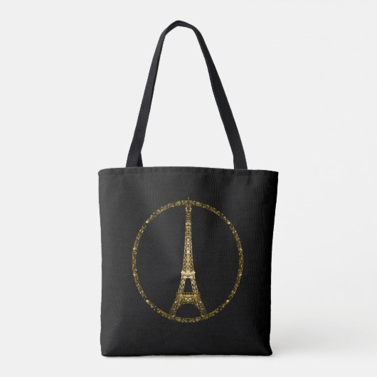 Tote Bag Tour Eiffel parties scintillant dorée scintille su (Dos)