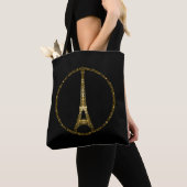 Tote Bag Tour Eiffel parties scintillant dorée scintille su (De près)