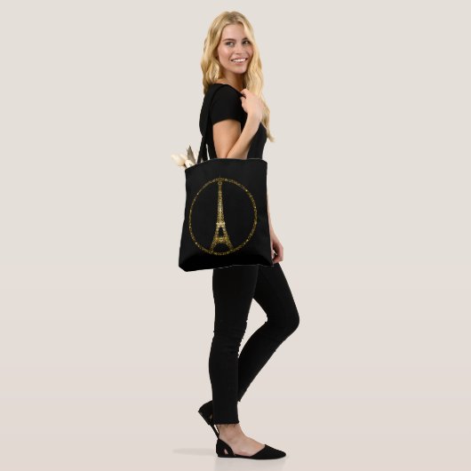 Tote Bag Tour Eiffel parties scintillant dorée scintille su (Sur le modèle)