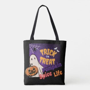 Tote Bag tour ou traitement, nom, halloween orange Citrouil