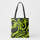 Tote Bag Tourbillon de marbre rétro vert et noir (Devant)