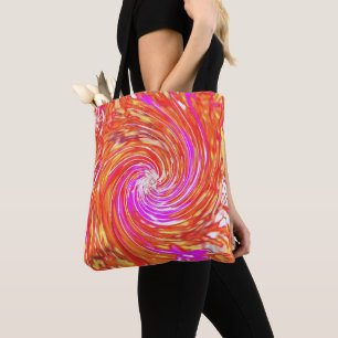 Tote Bag Tourbillon Floral Magenta Rétro et Couleurs d'Auto