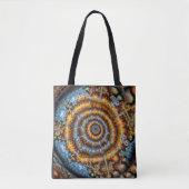 Tote Bag tourbillon fractal bleu et or (Devant)