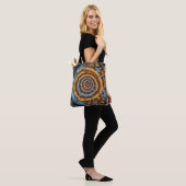 Tote Bag tourbillon fractal bleu et or (Sur le modèle)