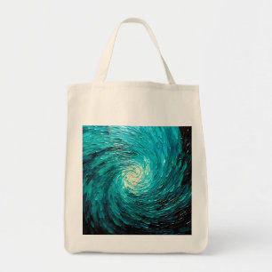 Tote Bag Tourbillon océan turquoise abstrait