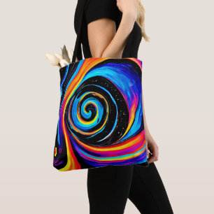 Tote Bag Tourbillon Vortex Cosmique en Teintes Néon
