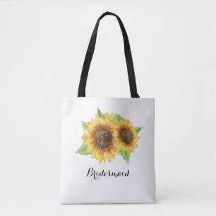 Tote Bag Tournesol Aquarelle Florale Mariage Bridesmaid
