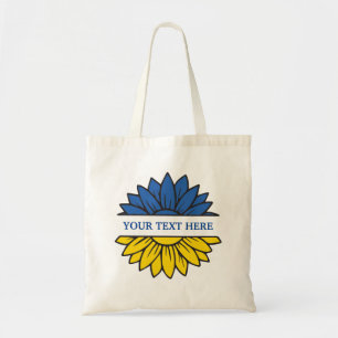Tote Bag Tournesol bleu/jaune. Texte personnalisé. Personna