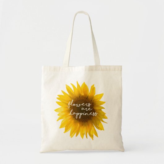 Tote Bag Tournesol citation "Les fleurs sont du bonheur" (Devant)