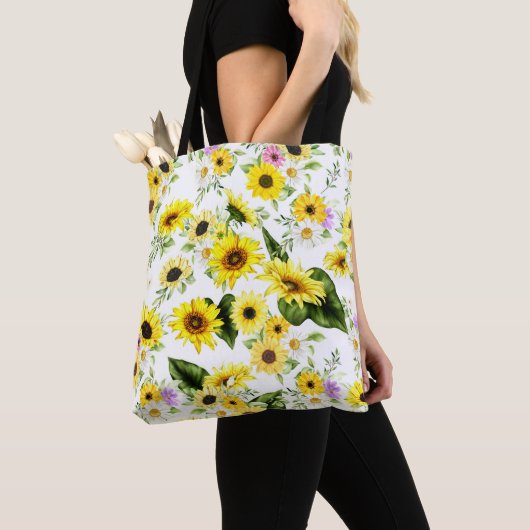 Tote Bag Tournesol d'aquarelle 7 (De près)
