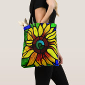 Tote Bag Tournesol de pays en verre teint rustique (De près)