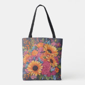 Tote Bag Tournesol et fleurs d'été (Dos)