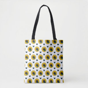 Tote Bag Tournesol et papillon bleu