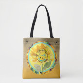 Tote Bag Tournesol Fille Anniversaire Jaune Noir (Devant)