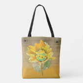 Tote Bag Tournesol Fille Anniversaire Jaune Noir (Dos)