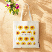 Tote Bag Tournesol jaune Floral blanc