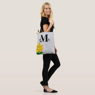 Tote Bag Tournesol Monogramme Gris Charbon Aquarelle