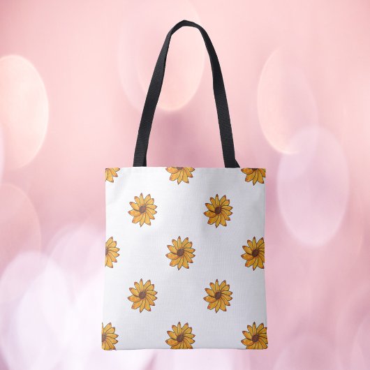 Tote Bag Tournesol Motif main tiré Jaune