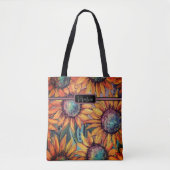 Tote Bag Tournesol Orange Bleu  (Devant)