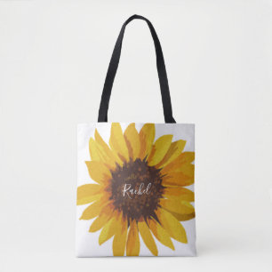 Tote Bag Tournesol peint Votre Nom