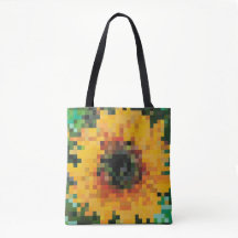 Tournesol pixelisé vibrant avec fond vert