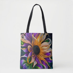 Tote Bag Tournesol pourpre et or