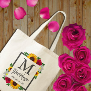 Tote Bag Tournesol Rose Marguerite Fleur d'automne Mariage