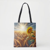 Tote Bag Tournesol Solitaire En Champ De Blé (Devant)